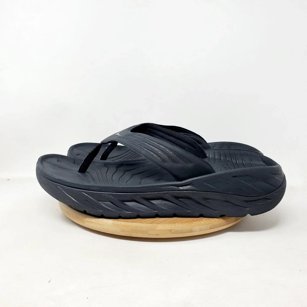 Hoka Ora Recovery Flip Sandals Mens 10 Black Pool Beach Comfort Slip On Shoes